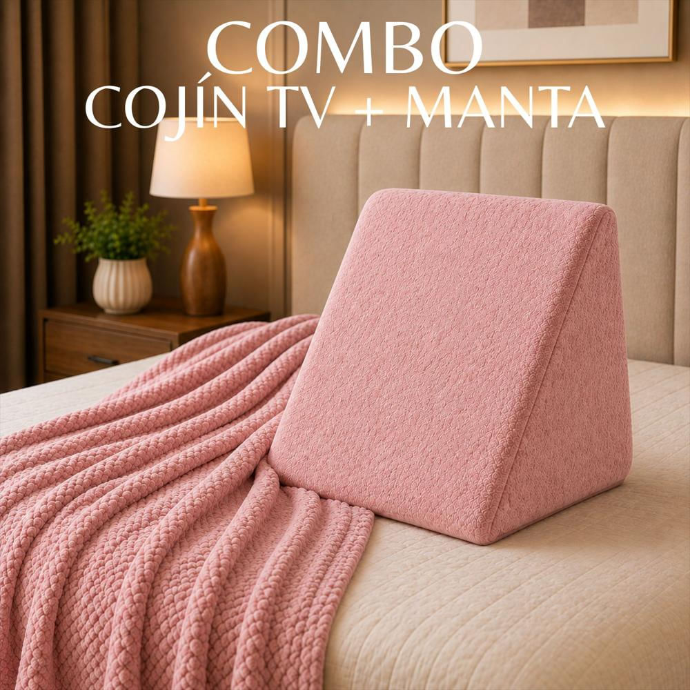 Combo Cojin Tv + Cobija Rosada img #3
