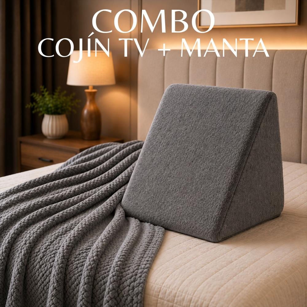 Combo Cojin Tv + Cobija Gris img #3