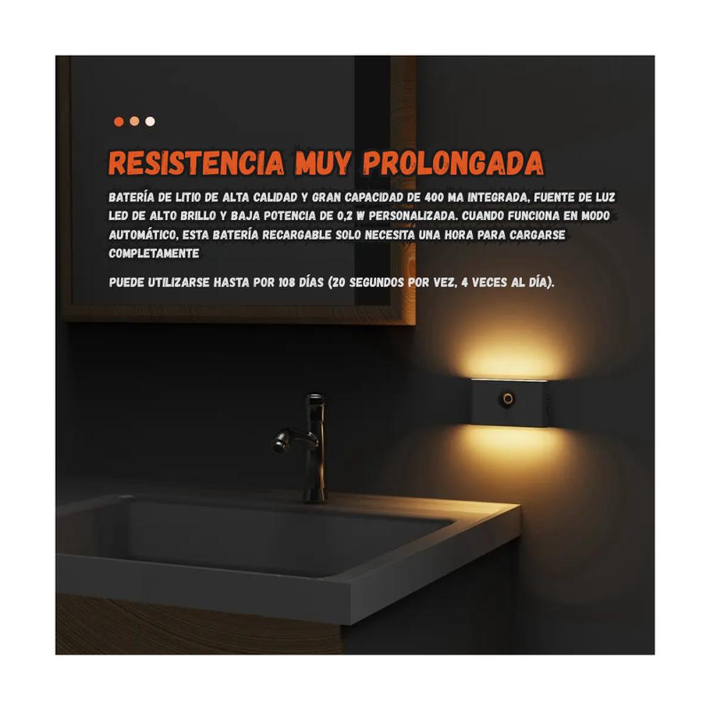 Luz Led Inteligente Pared Sensor De Movimiento Recargable img #3