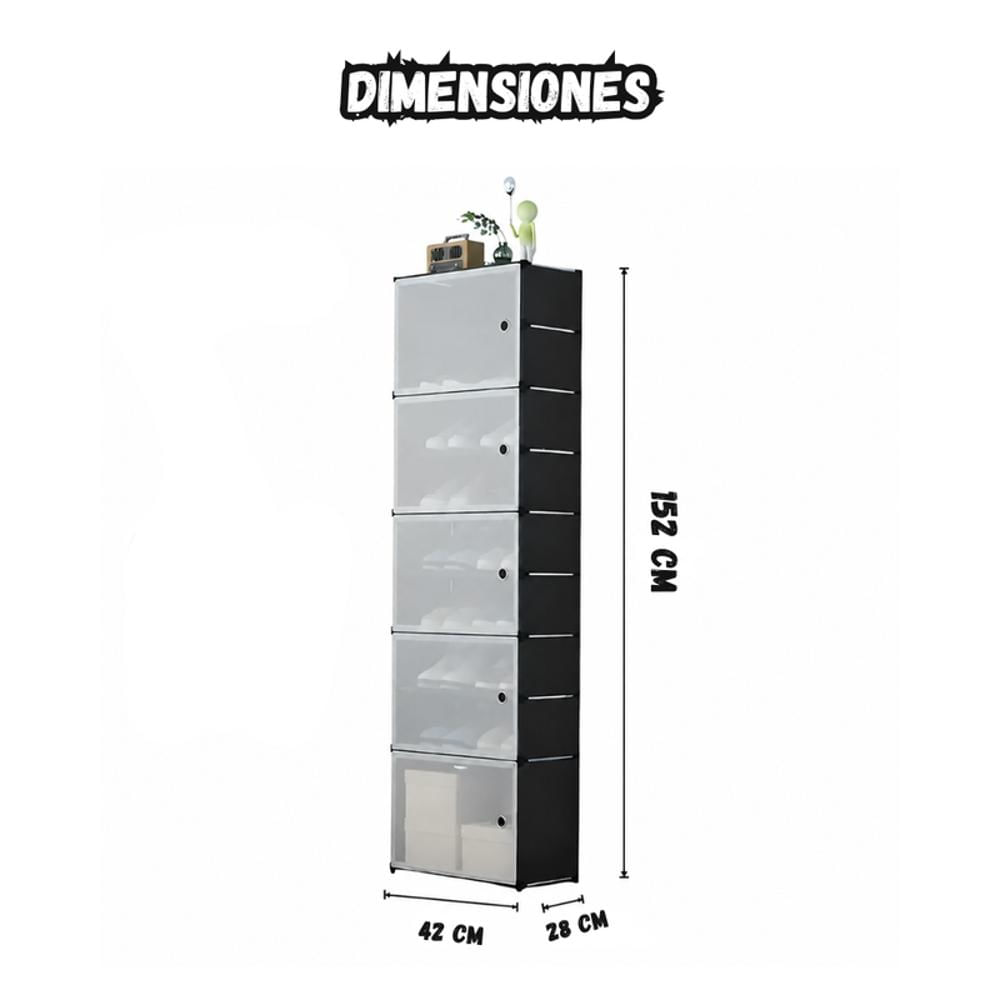 Zapatero Vertical Modular Doble Resistente 5 Niveles Tapa img #4