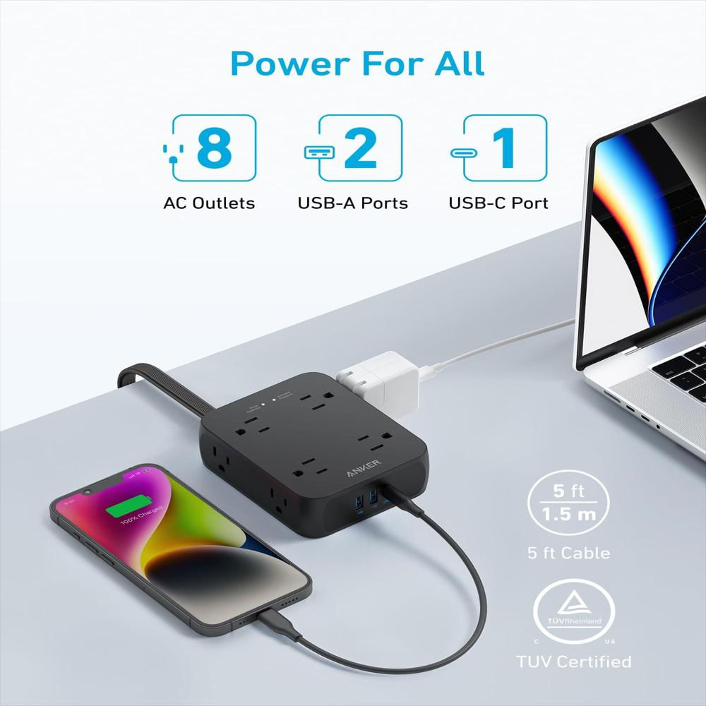 Multitoma Anker Con Protector De Sobretensión 8 Salidas Y 3 Usb img #2