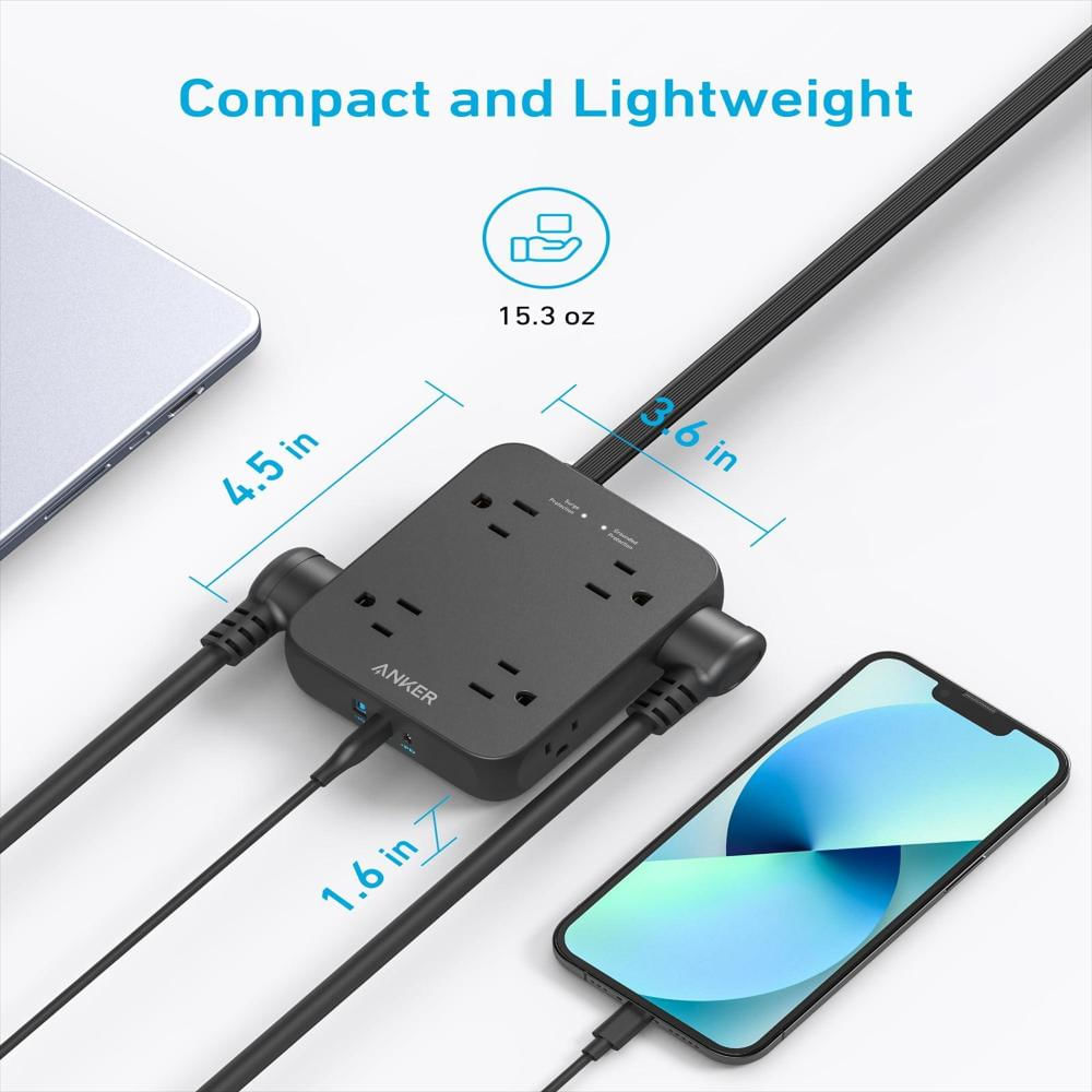 Multitoma Anker Con Protector De Sobretensión 8 Salidas Y 3 Usb img #4