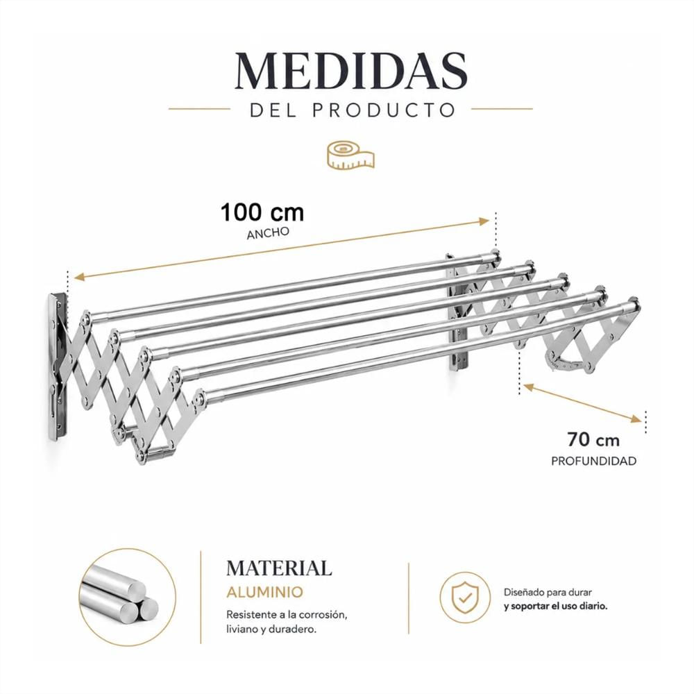 Tendedero De Ropa Para Pared Extensible Plegable img #3