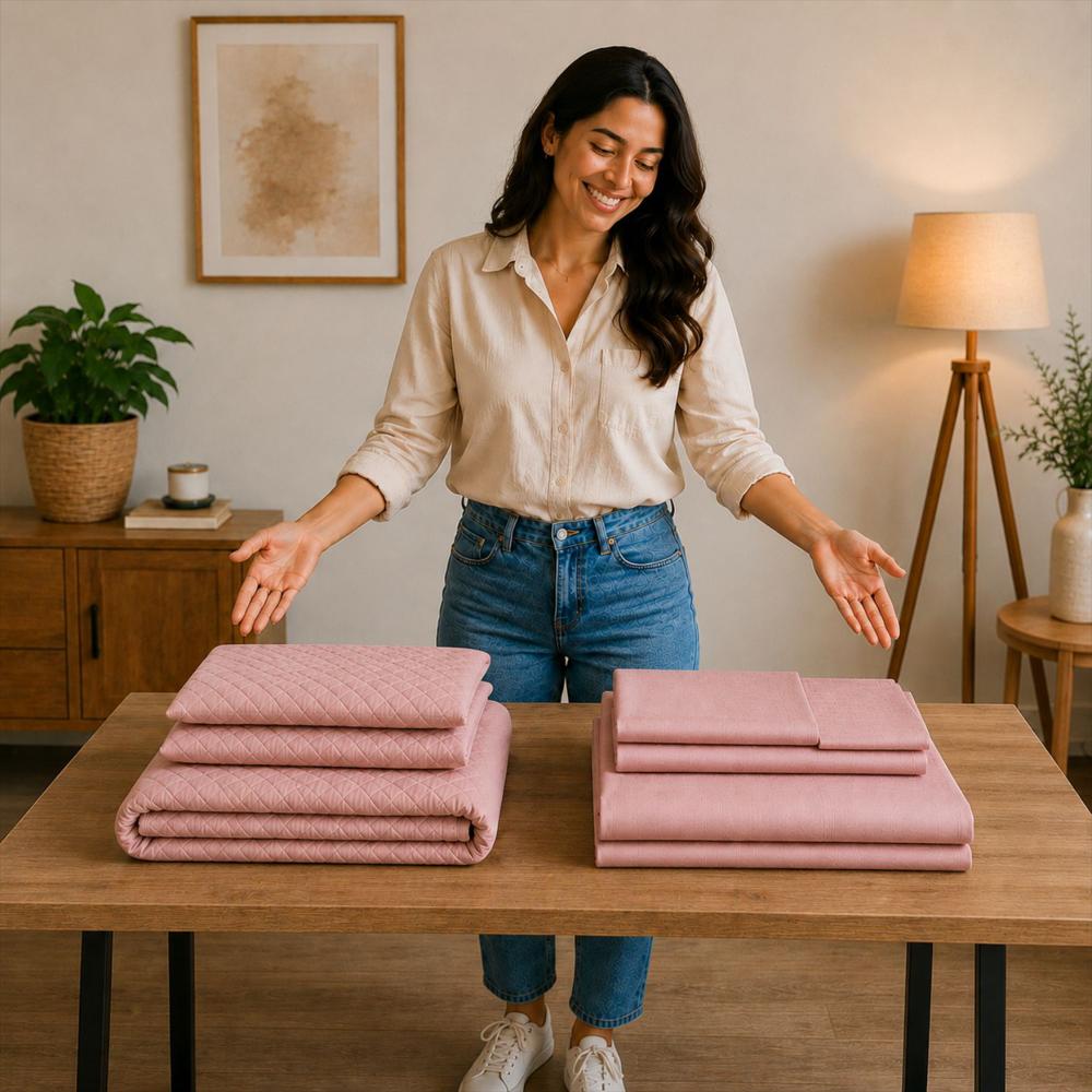 Combo Protector Colchon + Juego De Sábanas Sencilla Rosado img #2