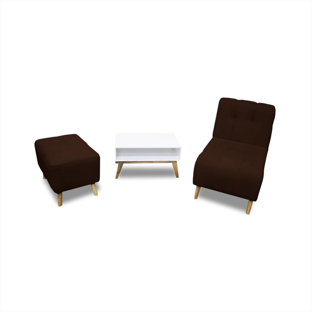 Combo Poltrona Milan Marron + Puff + Mesa De Centro img #3