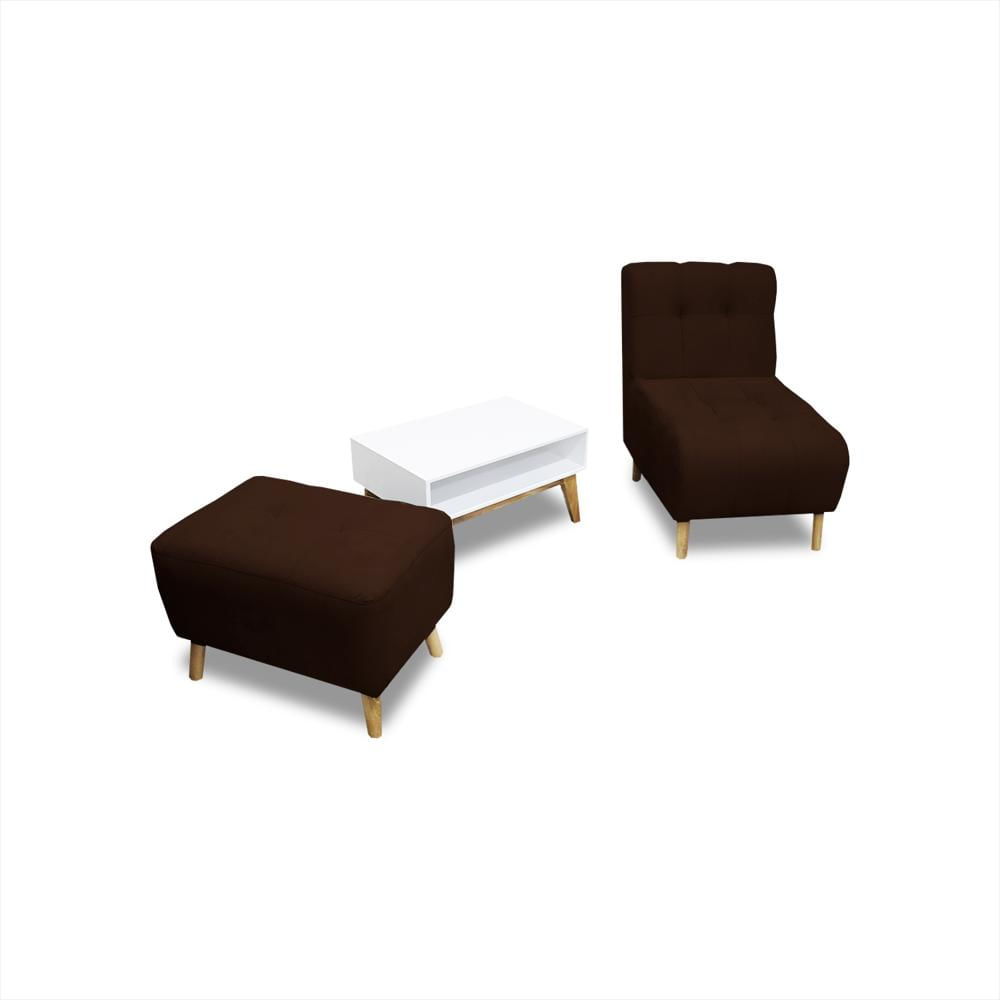 Combo Poltrona Milan Marron + Puff + Mesa De Centro img #4