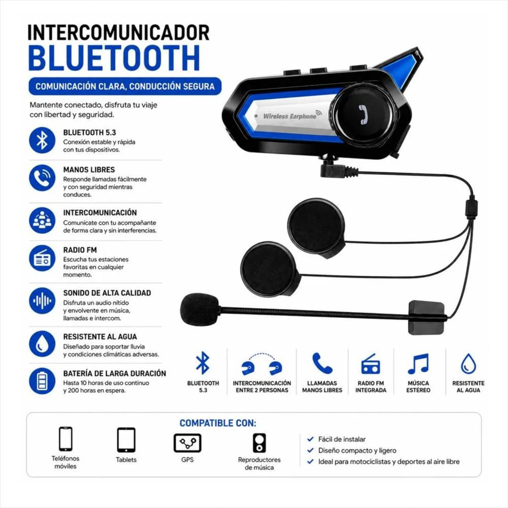 Intercomunicador Bluetooth Bt 31 Universal Para Casco De Moto Con Micrófono img #3