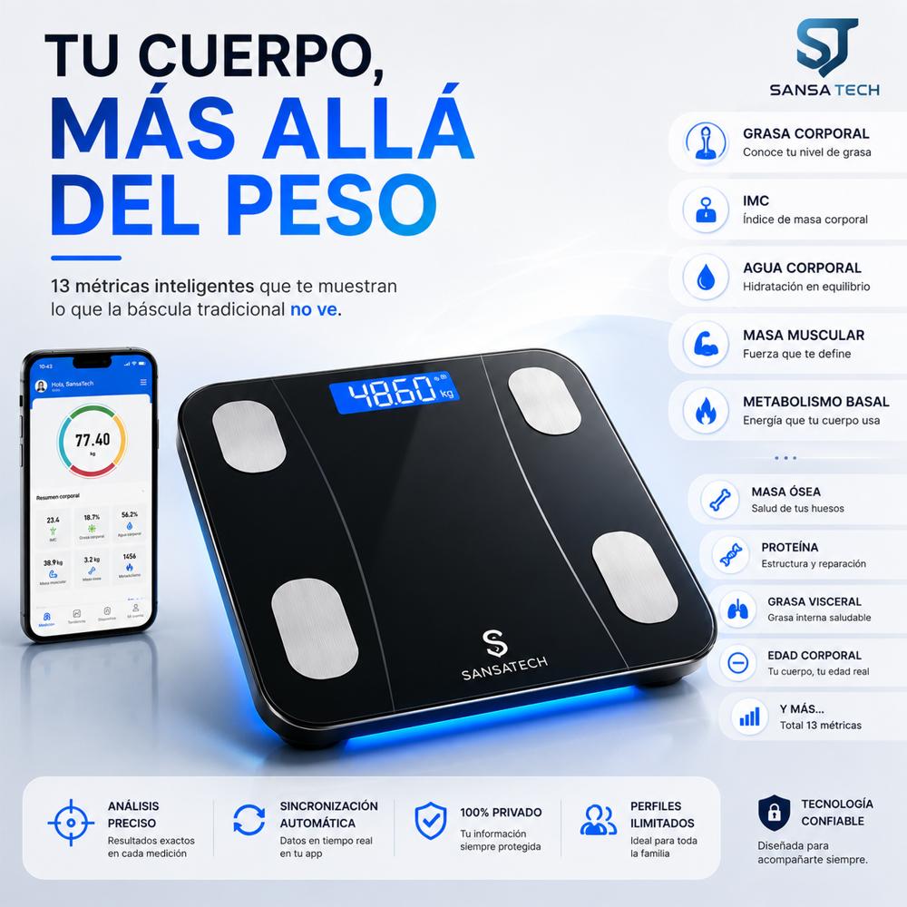 Báscula Digital Inteligente Bluetooth Control Peso Grasa img #3