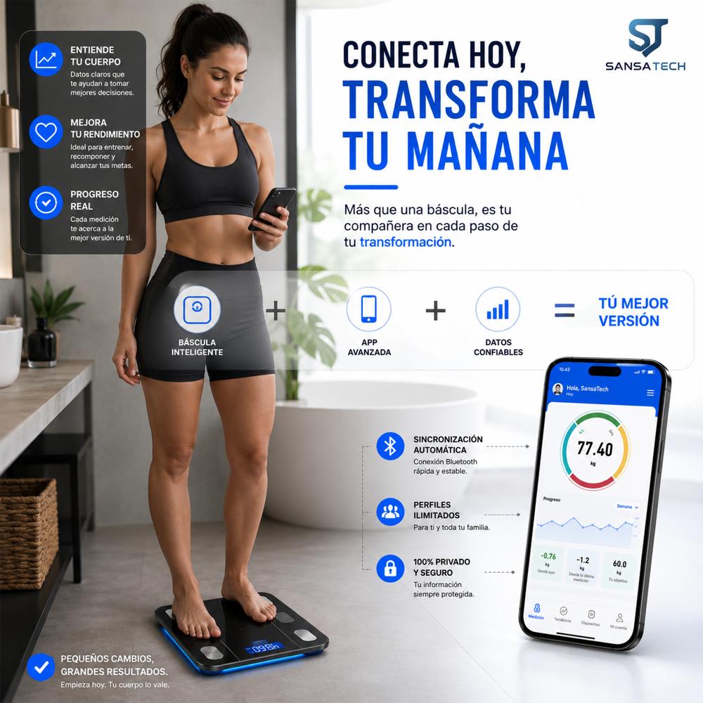 Báscula Digital Inteligente Bluetooth Control Peso Grasa img #4