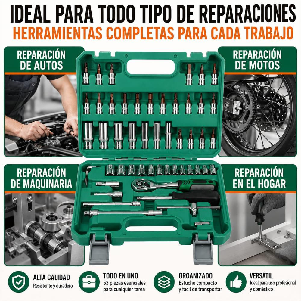 Kit Herramientas Copas Ratchet Profesional 53 Piezas img #4