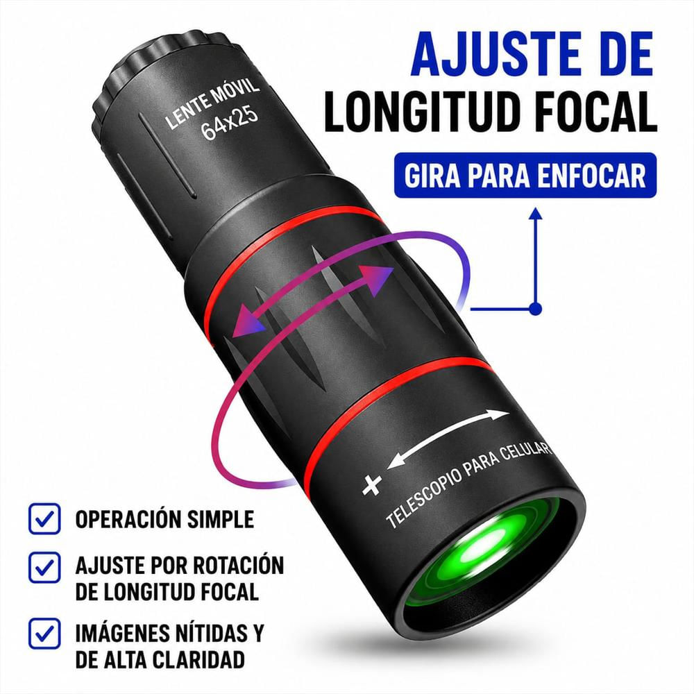 Monocular Potente 64X25 Con Soporte De Celular Y Tripode img #5