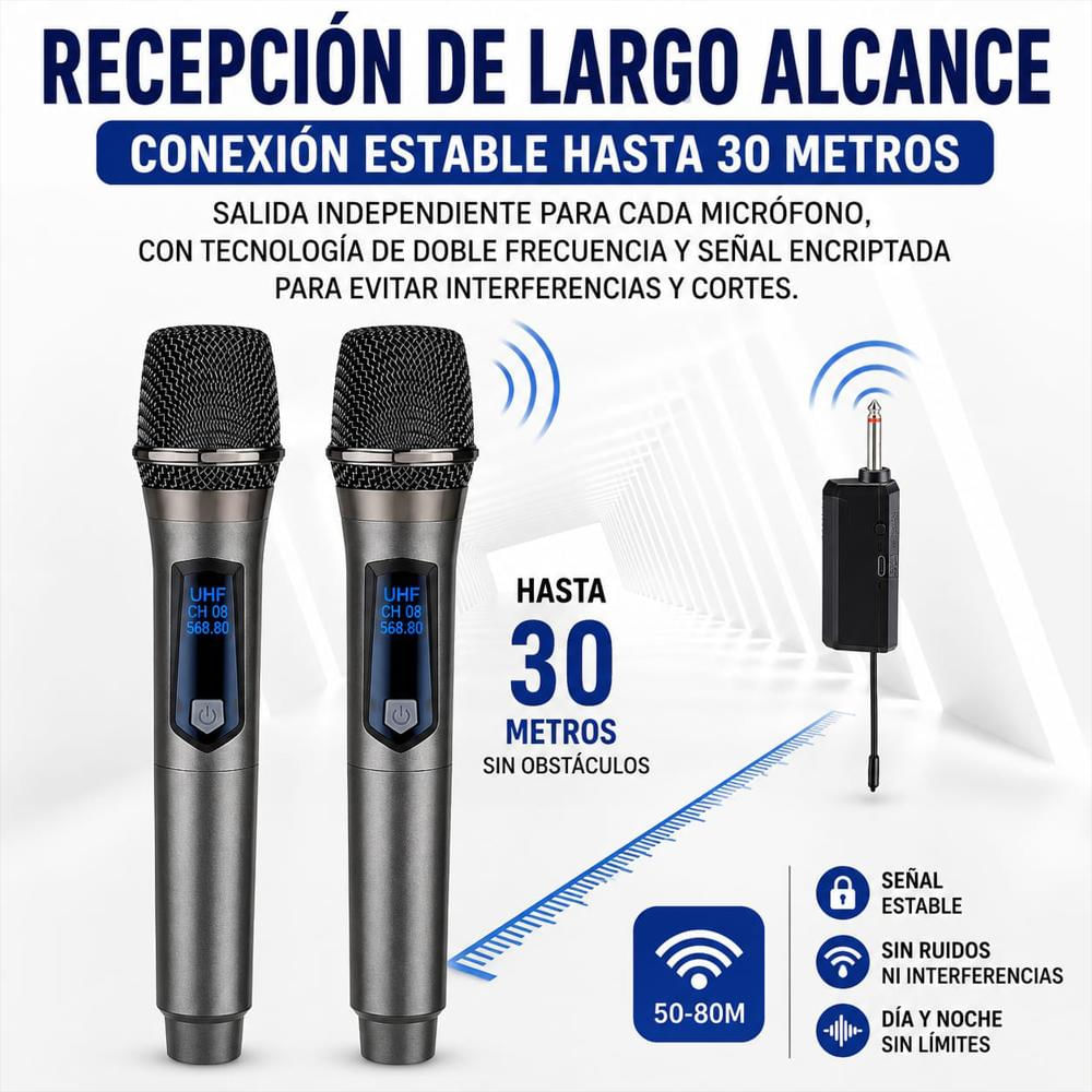 Micrófonos Inalámbricos Recargables Karaoke X2 img #3