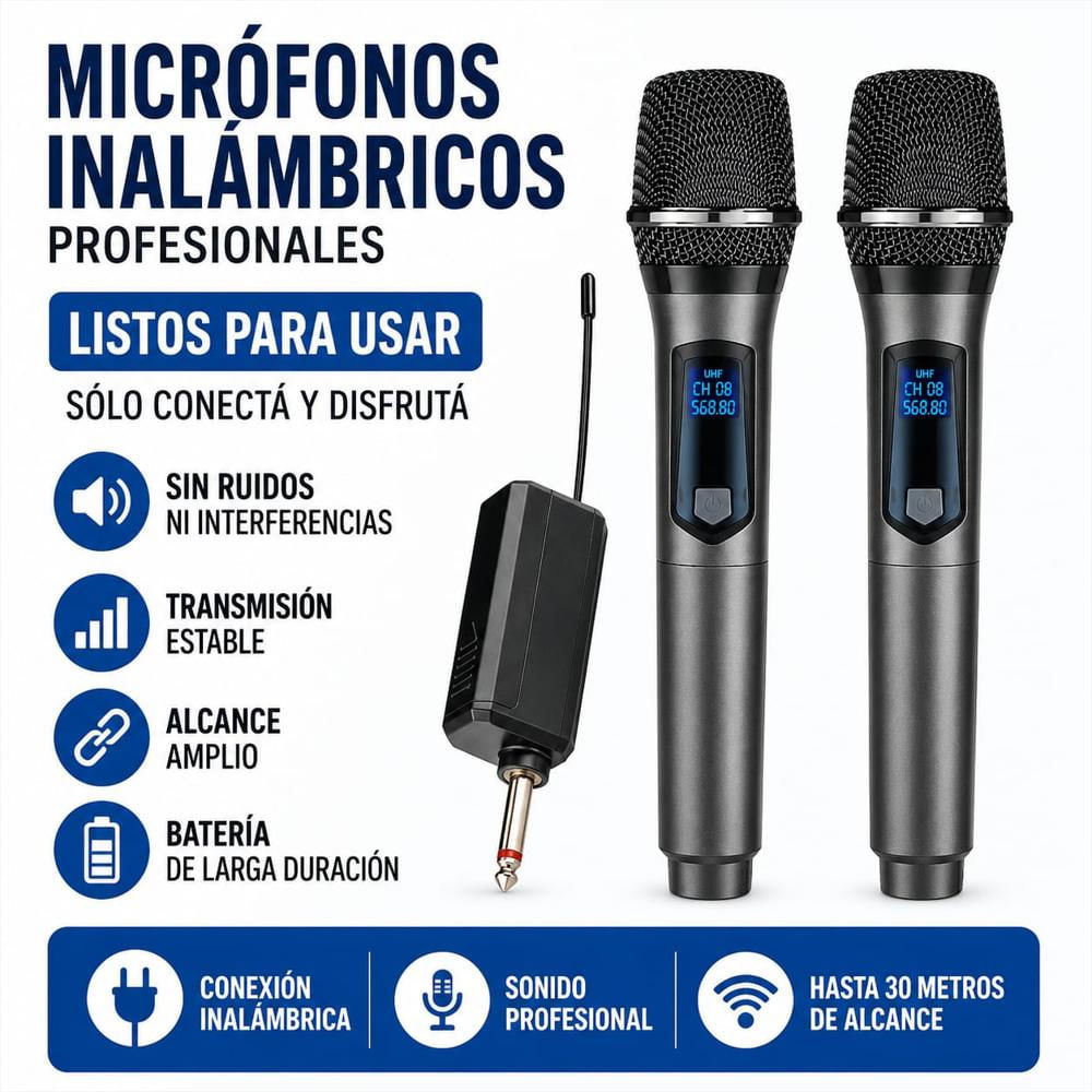 Micrófonos Inalámbricos Recargables Karaoke X2 img #4