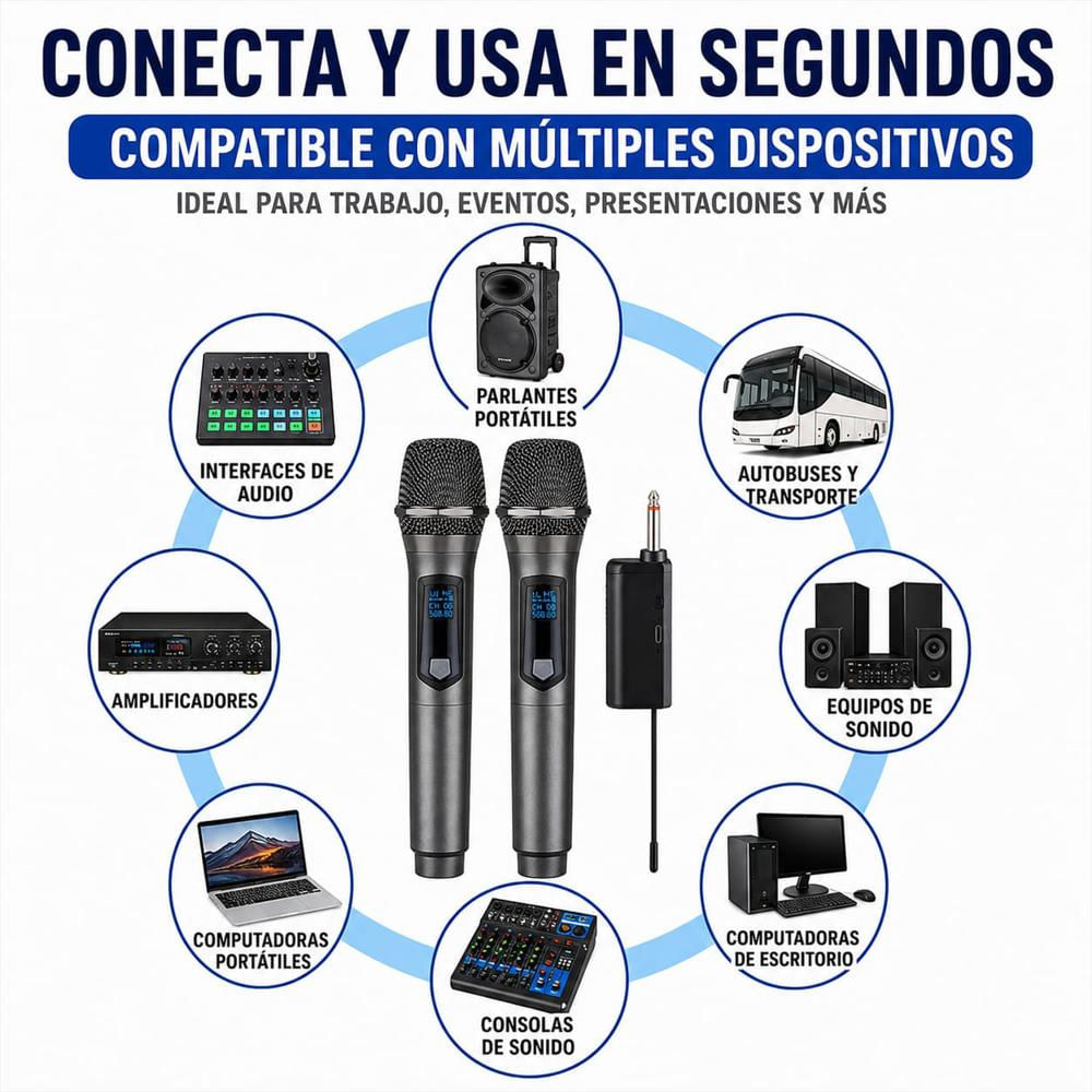 Micrófonos Inalámbricos Recargables Karaoke X2 img #5