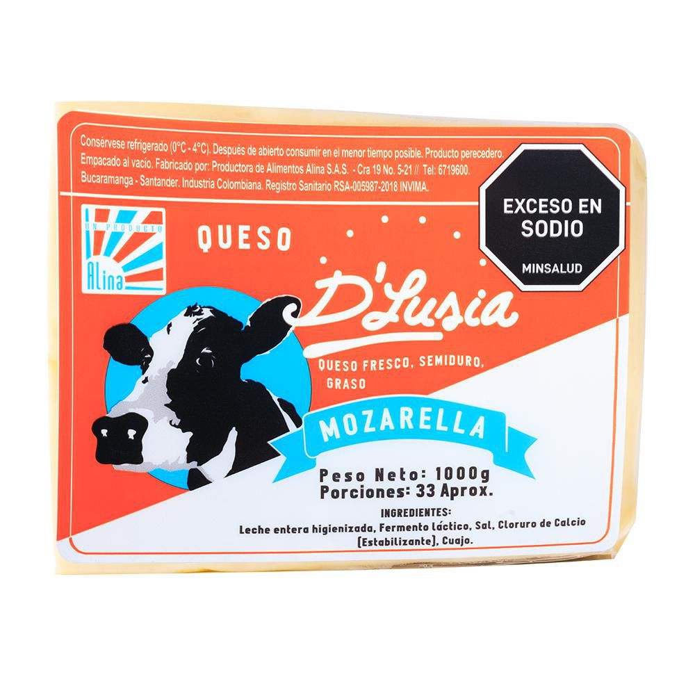 Queso fresco DLUSIA mozzarella bloque (1000  gr) img #1