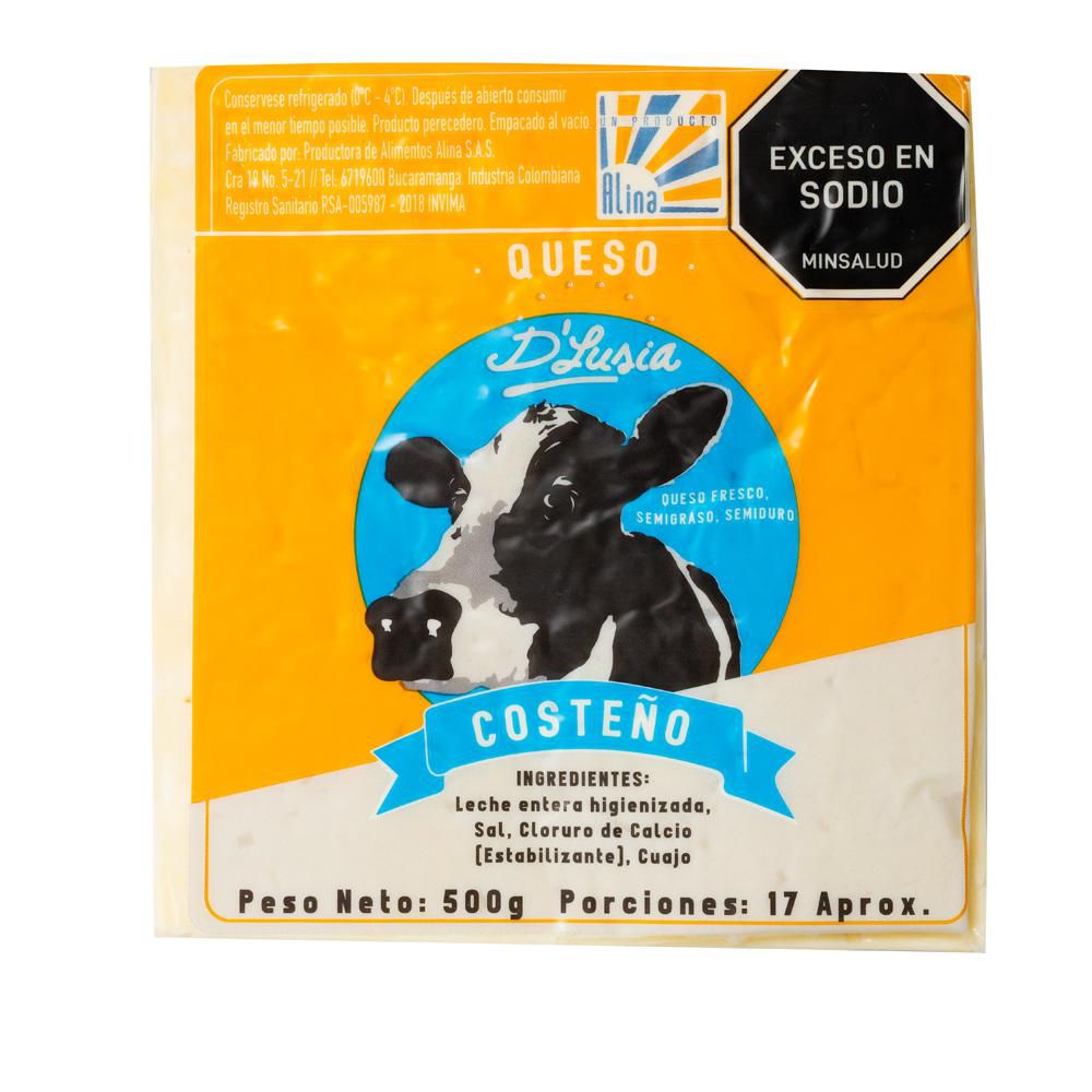 Queso fresco  DLUSIA costeño bloque (500  gr) img #1