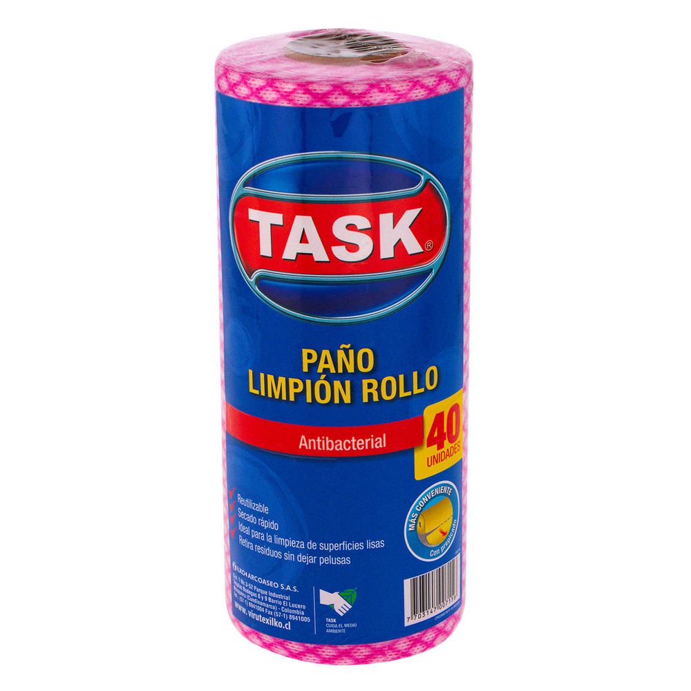 Paños TASK limpión, rollo antibacterial (40  und) img #2
