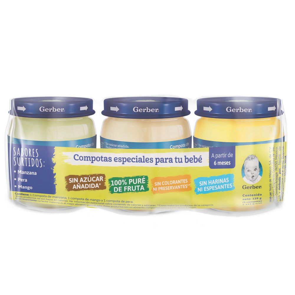 Compota GERBER x 3 unidades (339  gr) img #1