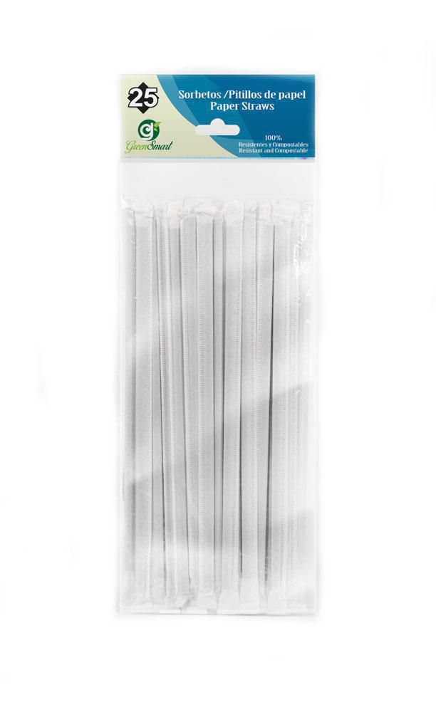 Pitillos desechables g GreenSmart de papel blanco 20 cm img #1