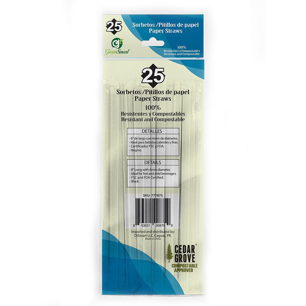 Pitillos desechables g GreenSmart de papel blanco 20 cm img #2