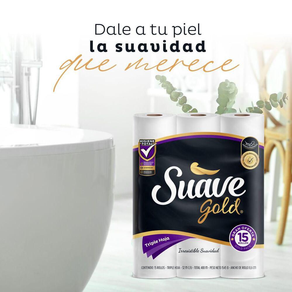 Papel higiénico SUAVE triple hoja x15 rollos (480  mts) img #2