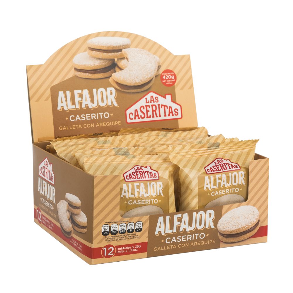 Alfajor LAS CASERITAS Display Alfajor Relleno Arequipe (420  gr) img #1