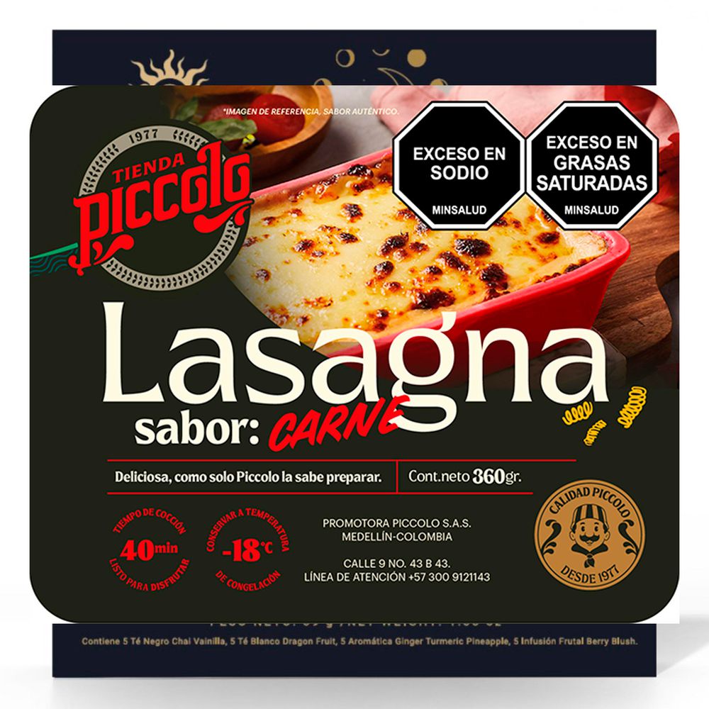 Lasaña PIZZAS PICCOLO con carne congelada (360  gr) img #1