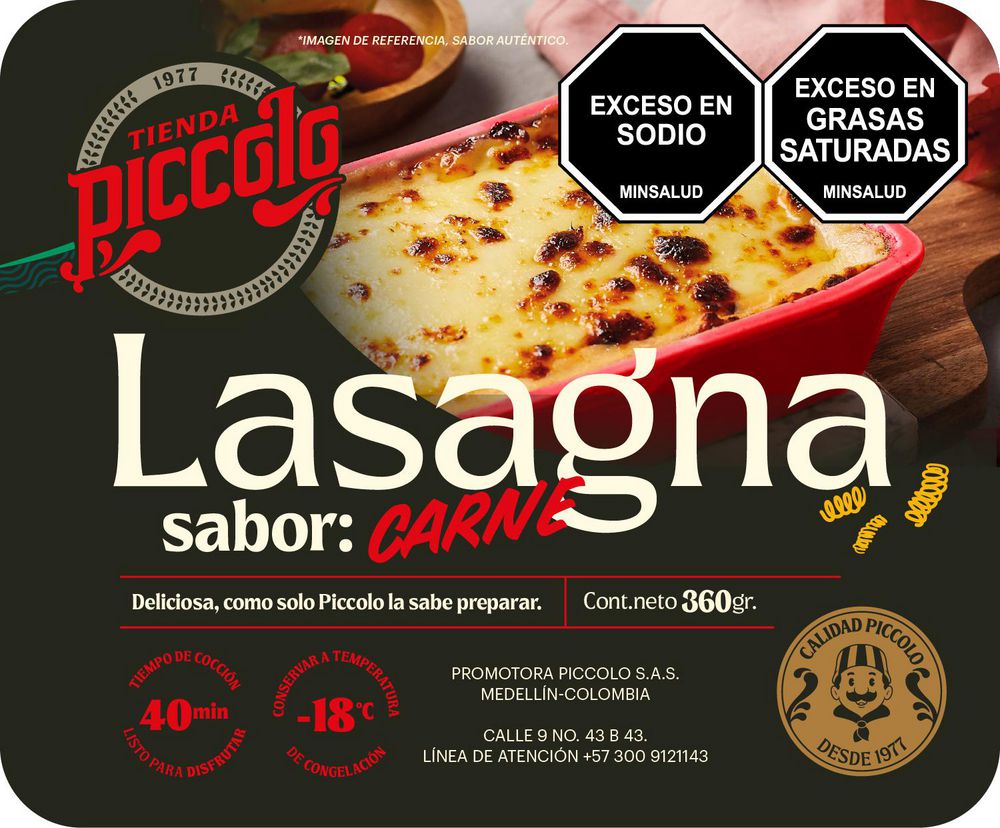 Lasaña PIZZAS PICCOLO con carne congelada (360  gr) img #2