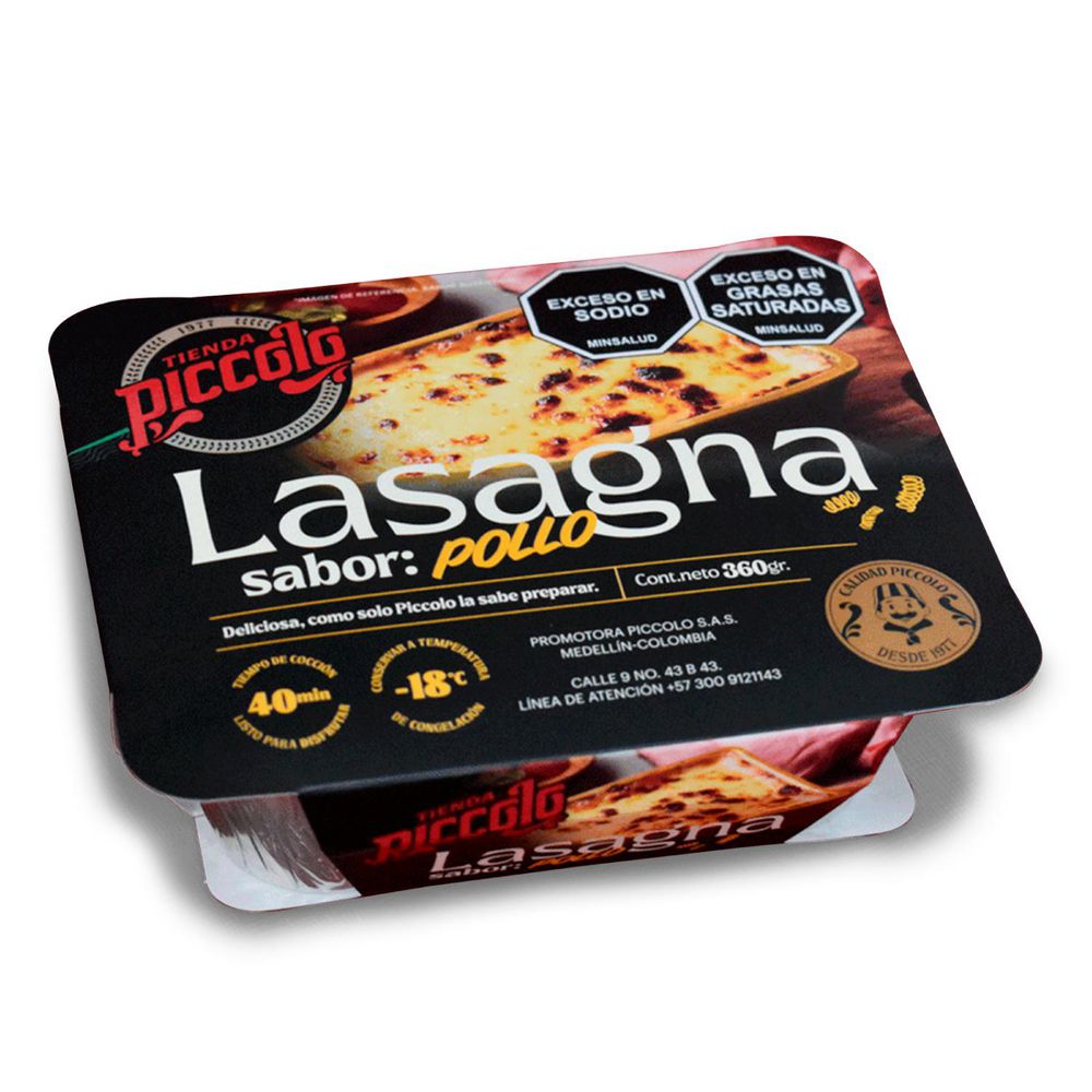 Lasaña PIZZAS PICCOLO con pollo congelada (360  gr) img #1