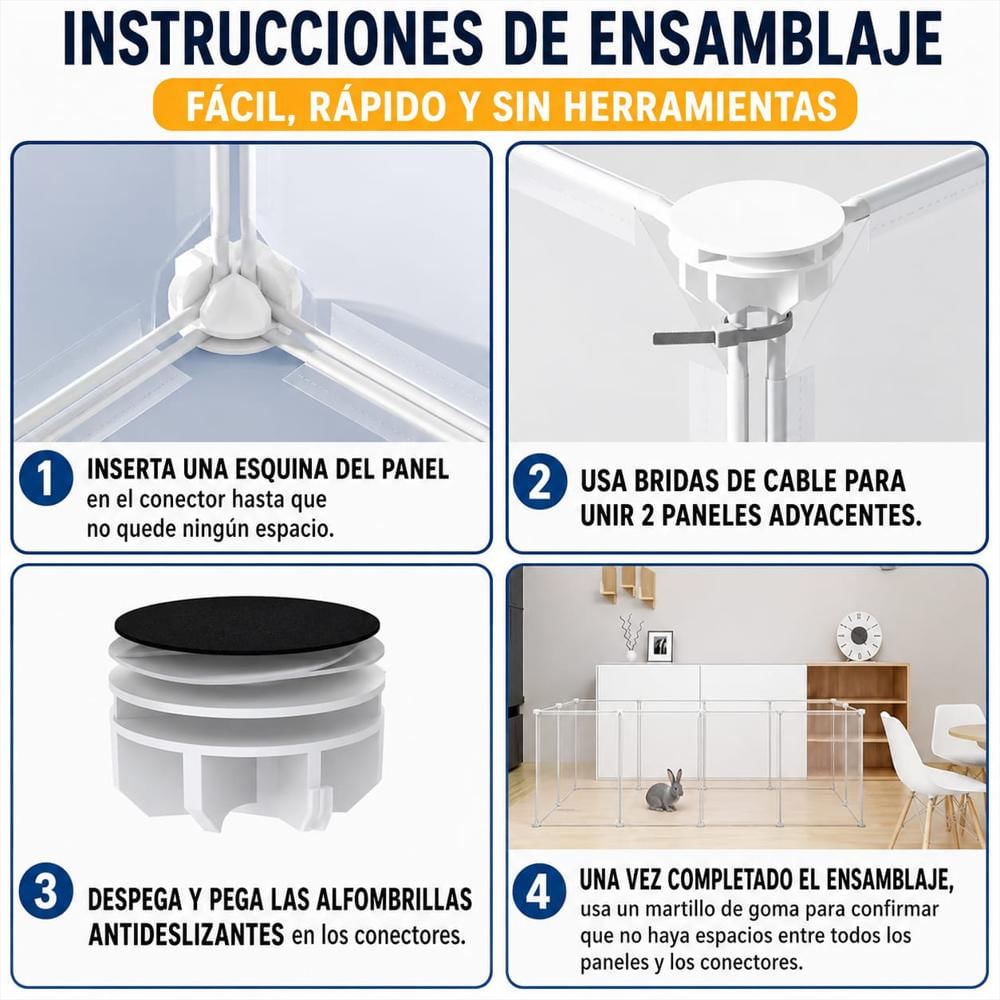 Corral Para Mascotas Transparente De 12 Paneles Modular img #4