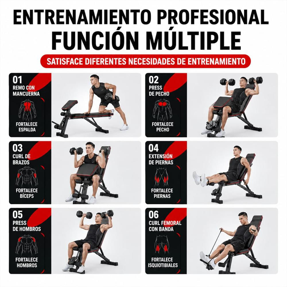 Banco De Ejercicio Multifuncional 8 En 1 Con 2 Discos img #3
