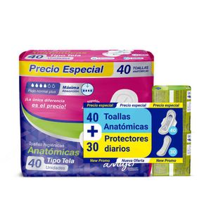 Toallas higiénicas DMUJER anatómicas + protectores (70 und)