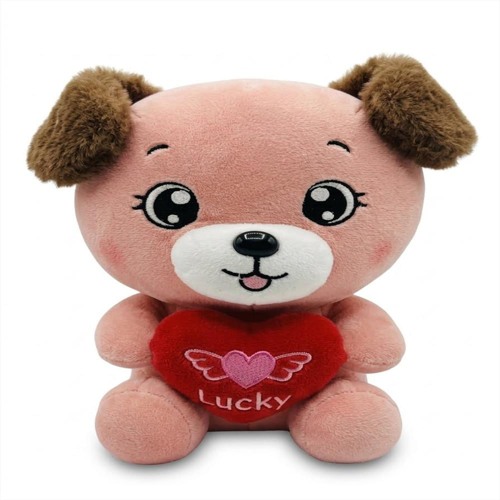 Peluche Perrito Rosado Con Corazon img #1