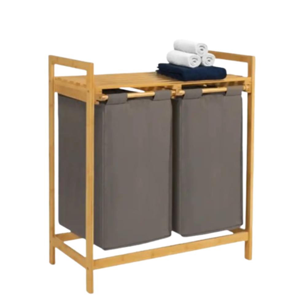 Cesta Para Ropa Doble En Bambú img #1