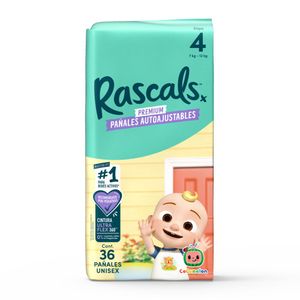 Pañales RASCAL + FRIENDS Autoajustables, talla 4 (36 und)