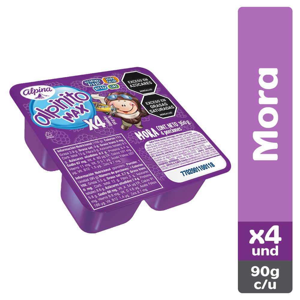 Alimento lácteo ALPINITO max mora x4und (360  gr) img #1