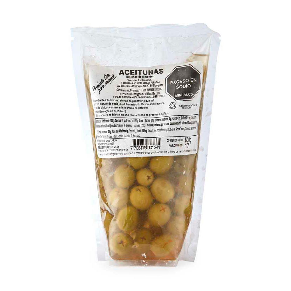 Aceitunas ALFA rellenas de pimentón en conserva (250  gr) img #1