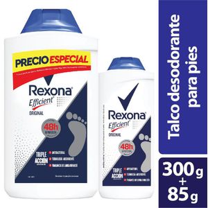 Talco para pies REXONA EFFICIEN triple acción (385 gr)