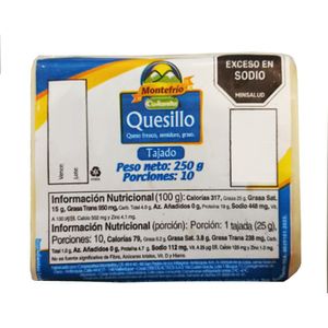 Quesillo MONTEFRIO tajado fundido graso semiduro (250 gr)