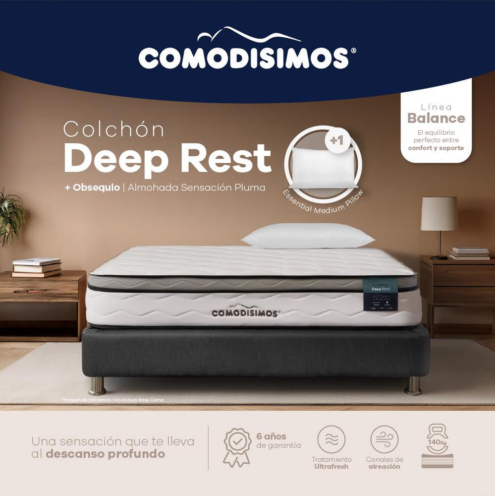 Colchon COMODISIMOS Sencillo (100 x 190 cm) Deep Rest Resortado Suave img #1