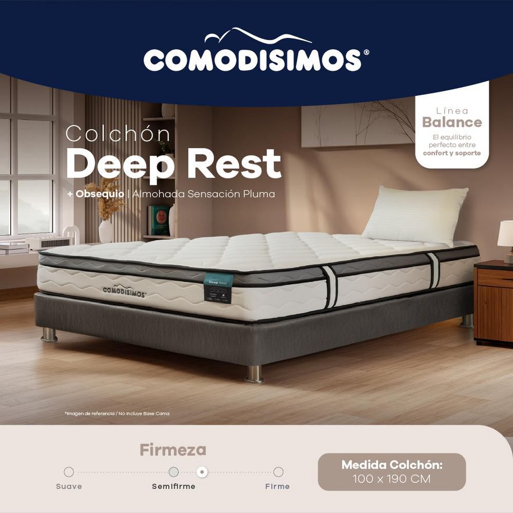 Colchon COMODISIMOS Sencillo (100 x 190 cm) Deep Rest Resortado Suave img #2