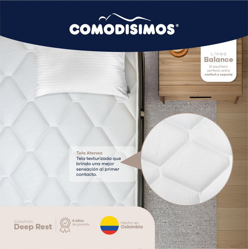 Colchon COMODISIMOS Semidoble (120 x 190 cm) Deep Rest Resortado Suave img #5