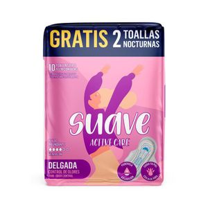Toallas higiénicas SUAVE delgadas tipo tela con alas (10 und)