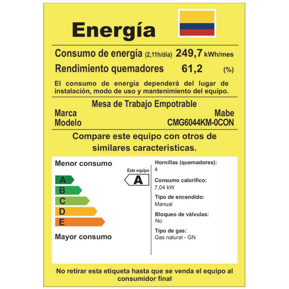 Cubierta MABE 53.000 x 9.500  4 puestos Gas natural CMG6044KM img #3