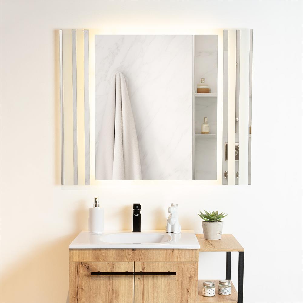 Espejo De Baño Led Apolo Plateado 100X80cm Rectangular Con Sandblasting img #5