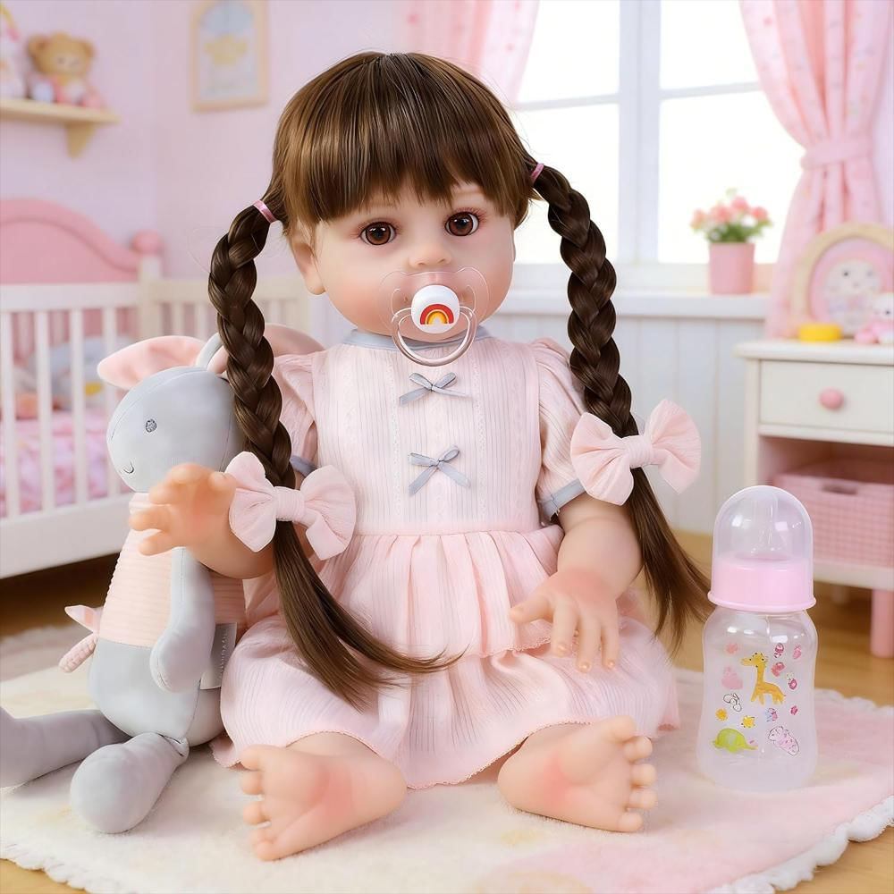 Muñeca Bebé Reborn Cabello Largo img #3