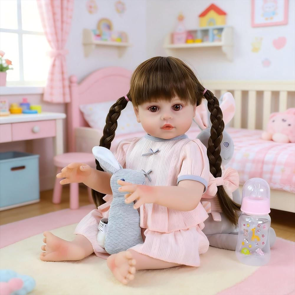 Muñeca Bebé Reborn Cabello Largo img #5