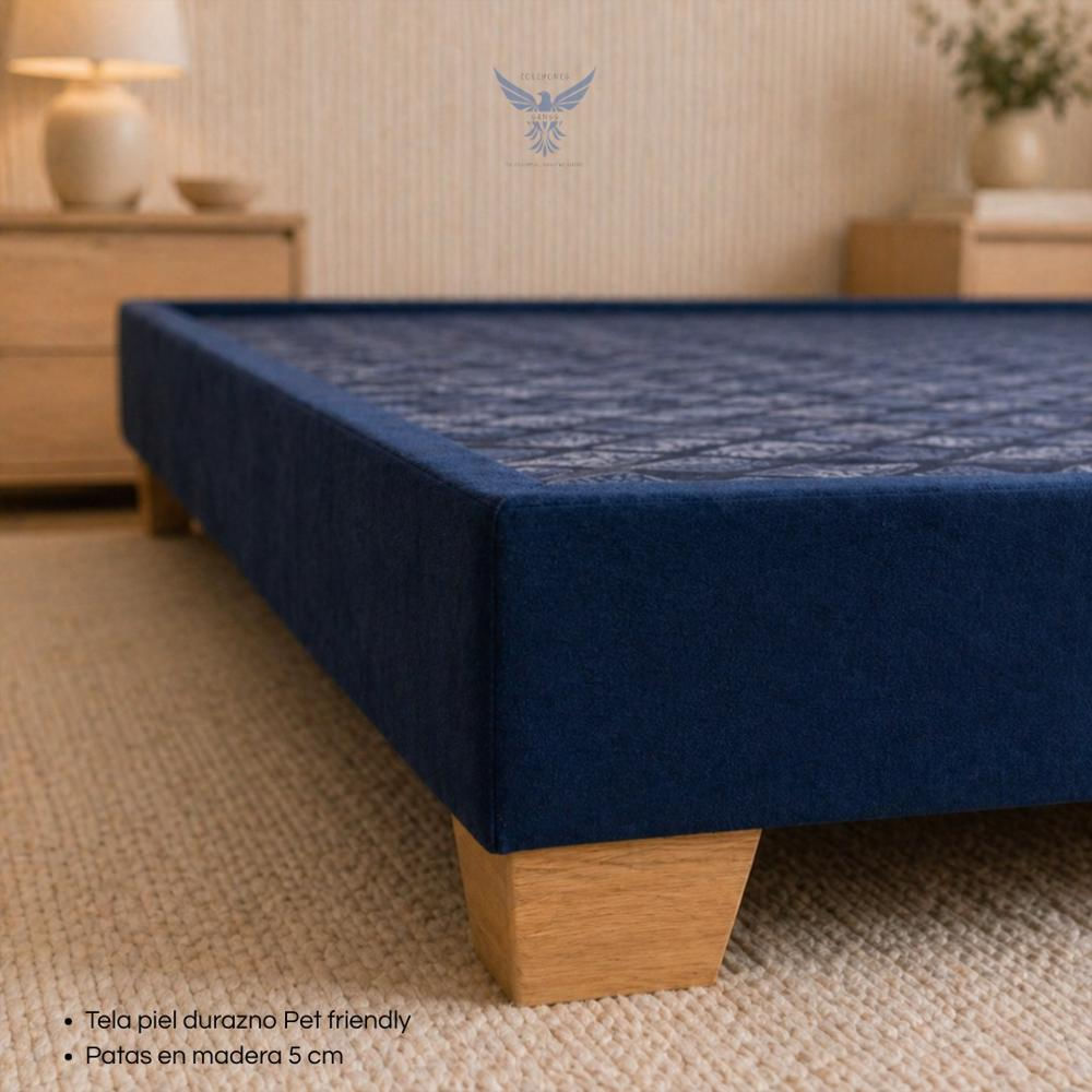 Base Cama King Azul Pata Madera L img #2