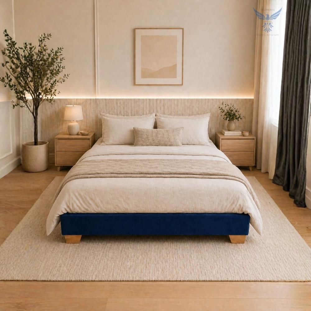 Base Cama Sencilla Azul Pata Madera img #3
