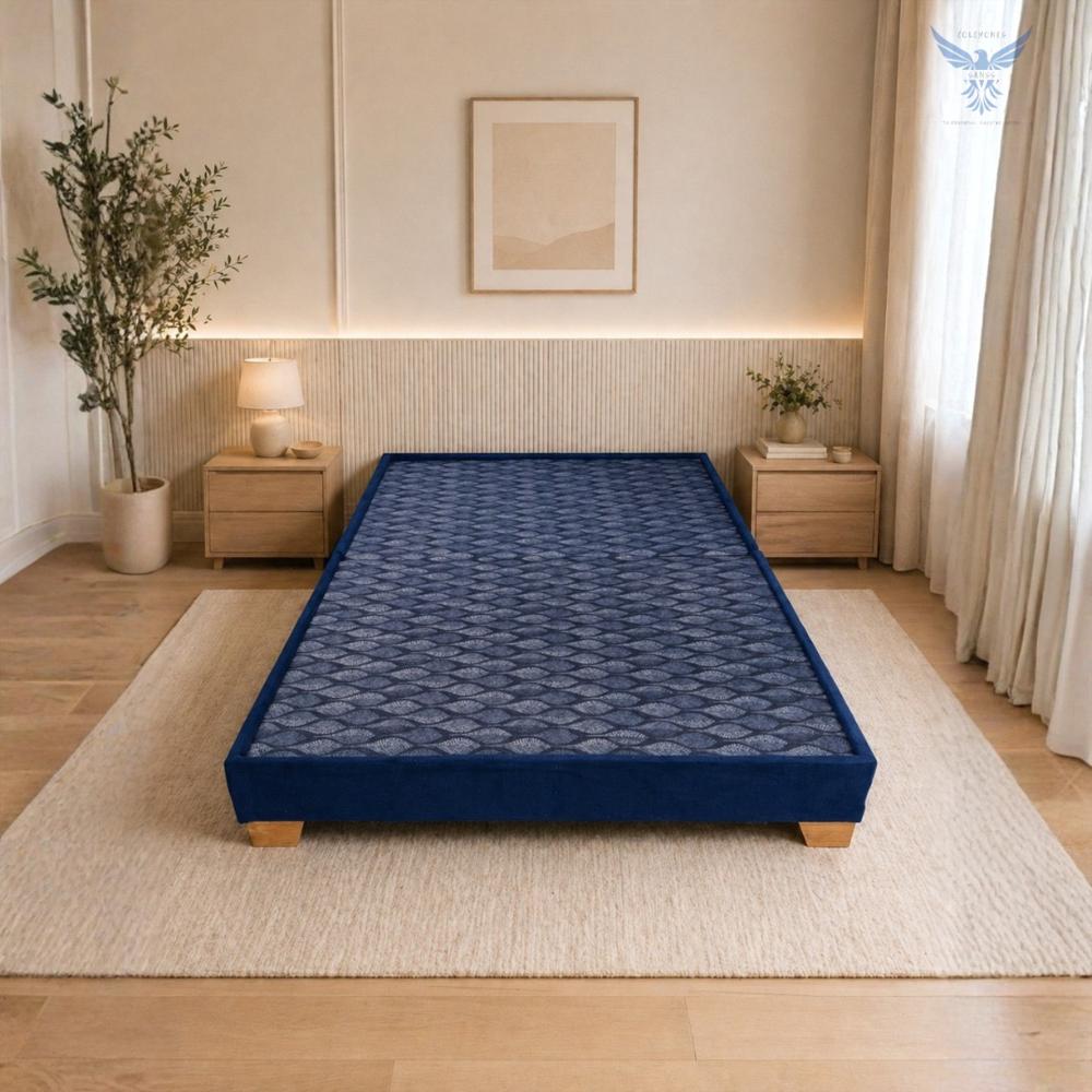 Base Cama Semidoble Azul Pata Madera img #1
